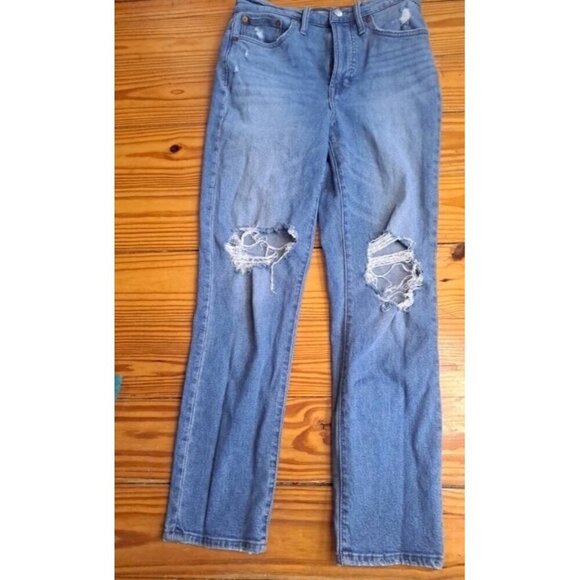 Madewell Jeans Womens 25 Blue The Perfect Vintage Mom Cardine Wash Distressed - Picture 1 of 2